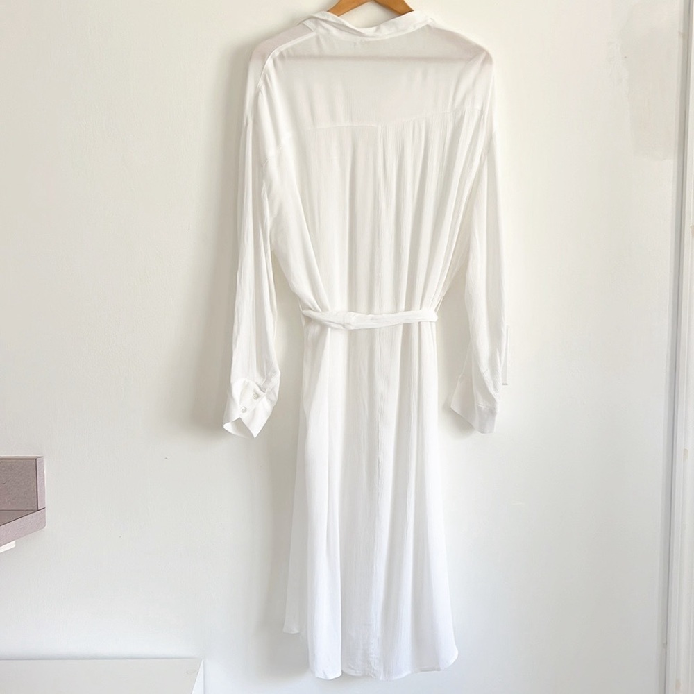 Elan Long Sleeve Shirtdress Coverup Belted White NWOT - Picture 10 of 14